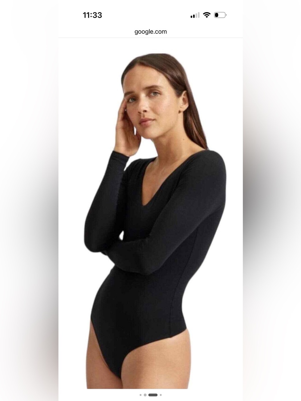 Everlane xs Black Long Sleeve V-Neck Bodysuit